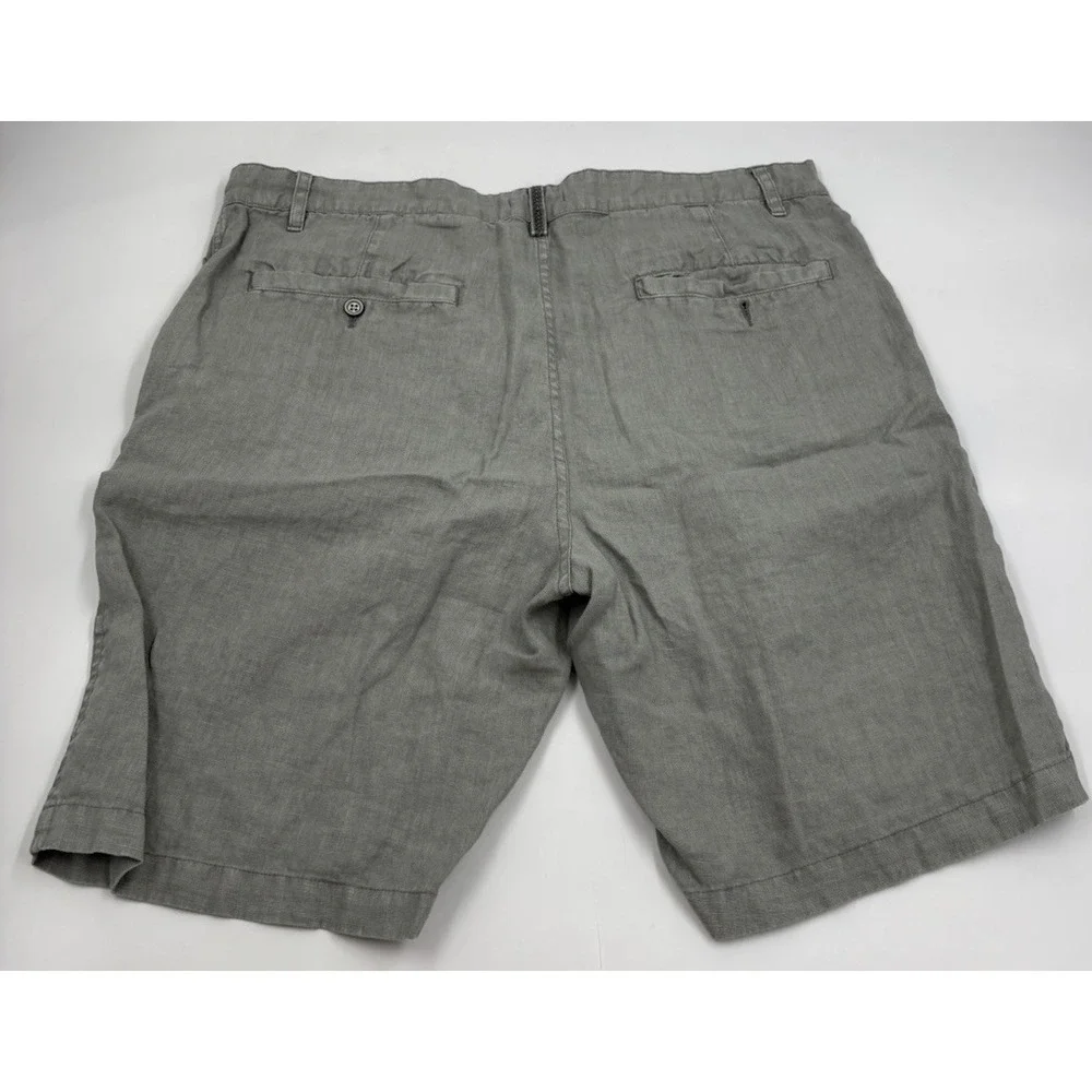 Carbon 2‎ Cobalt Men's 38 Gray Linen Flat Front Chino Shorts